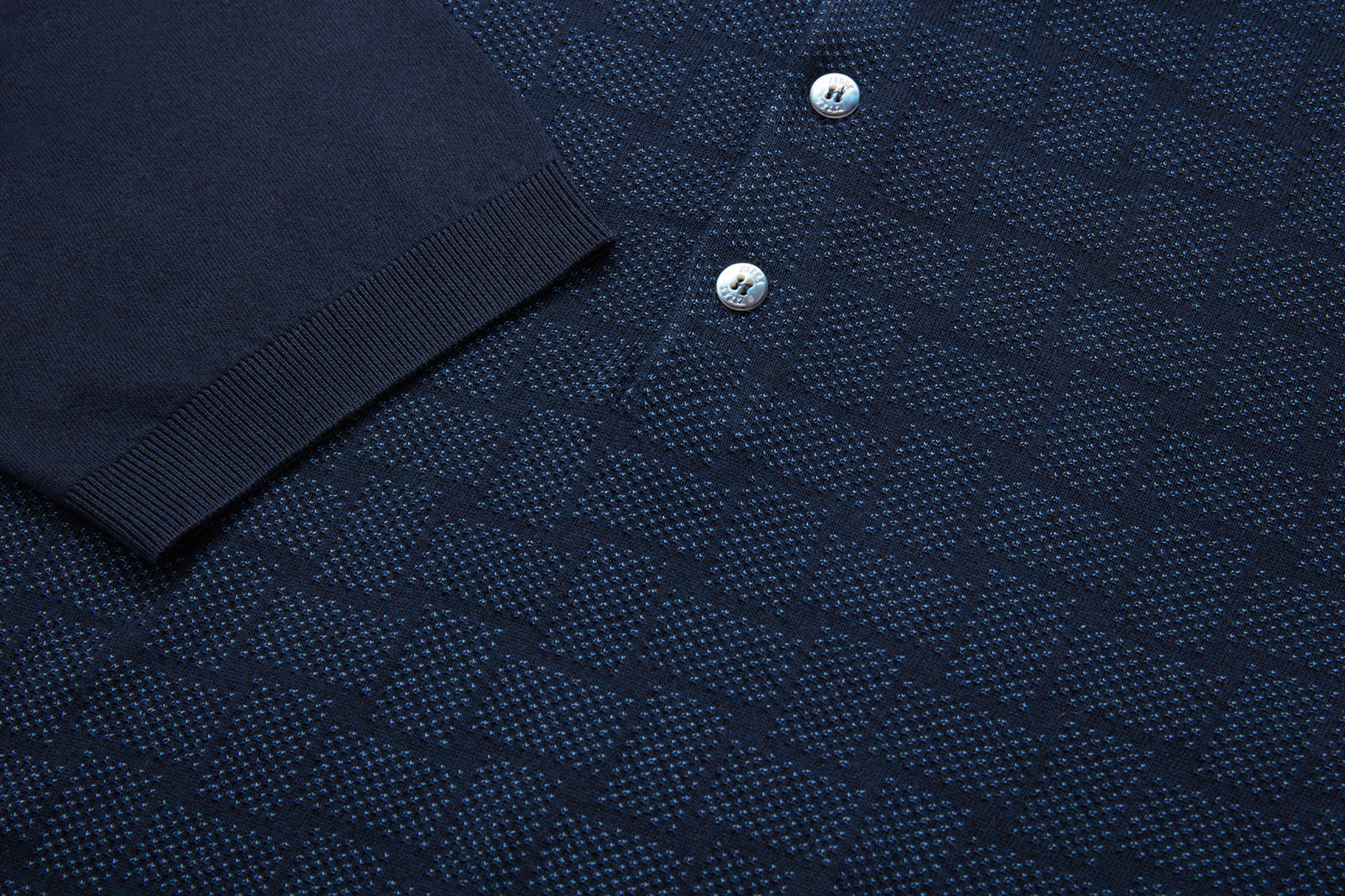Navy-blue buttoned polo shirt, 