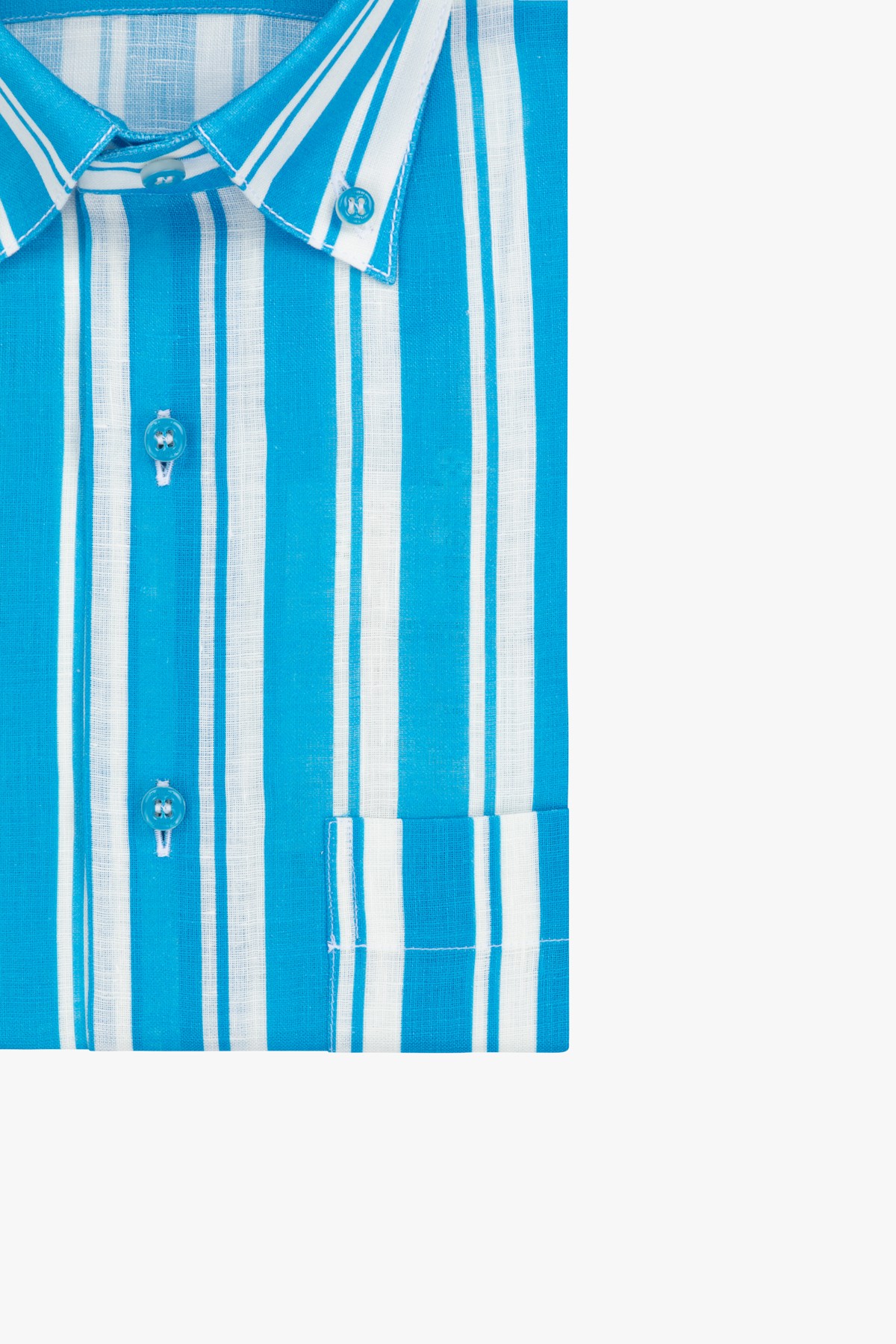 Turquoise blue and white striped shirt