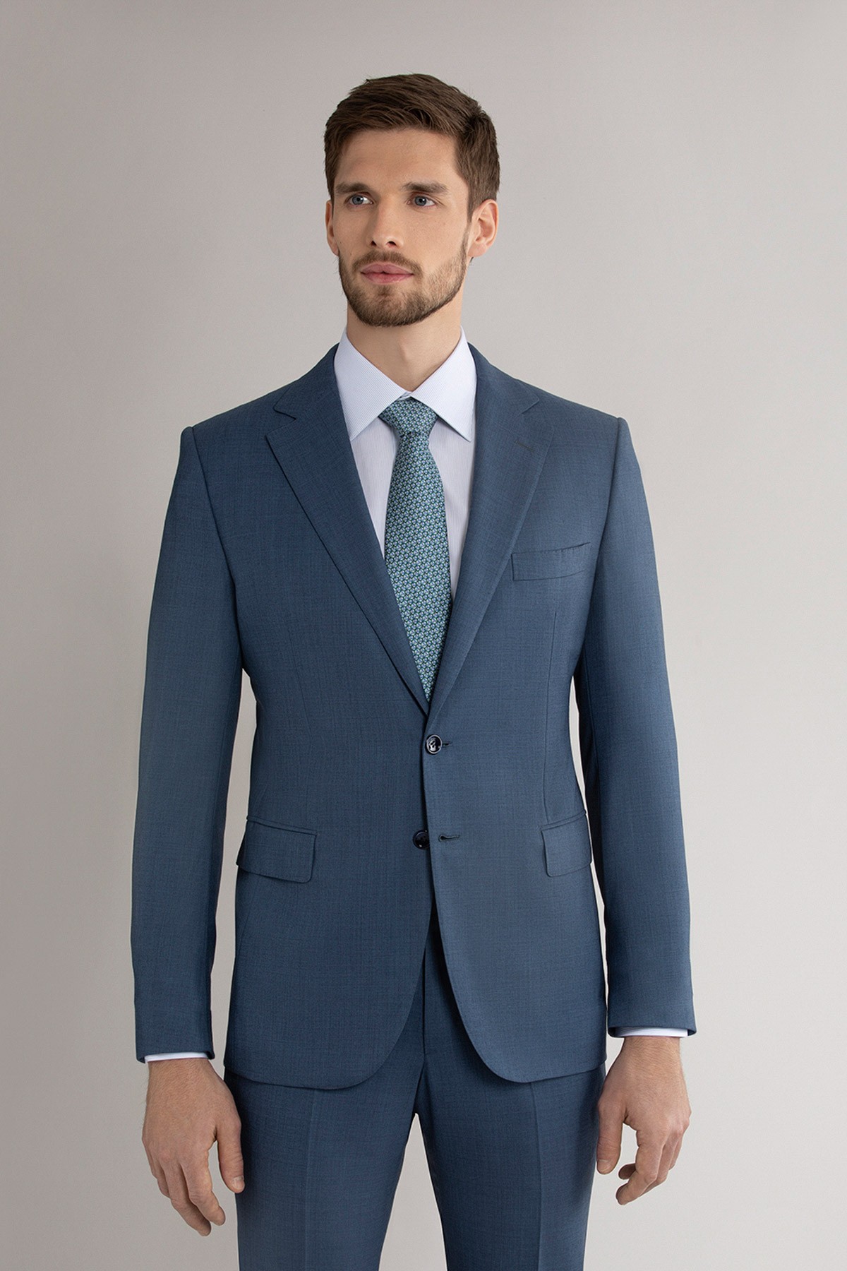 ZILLI COUTURE - Plain bluish grey suit, regular fit